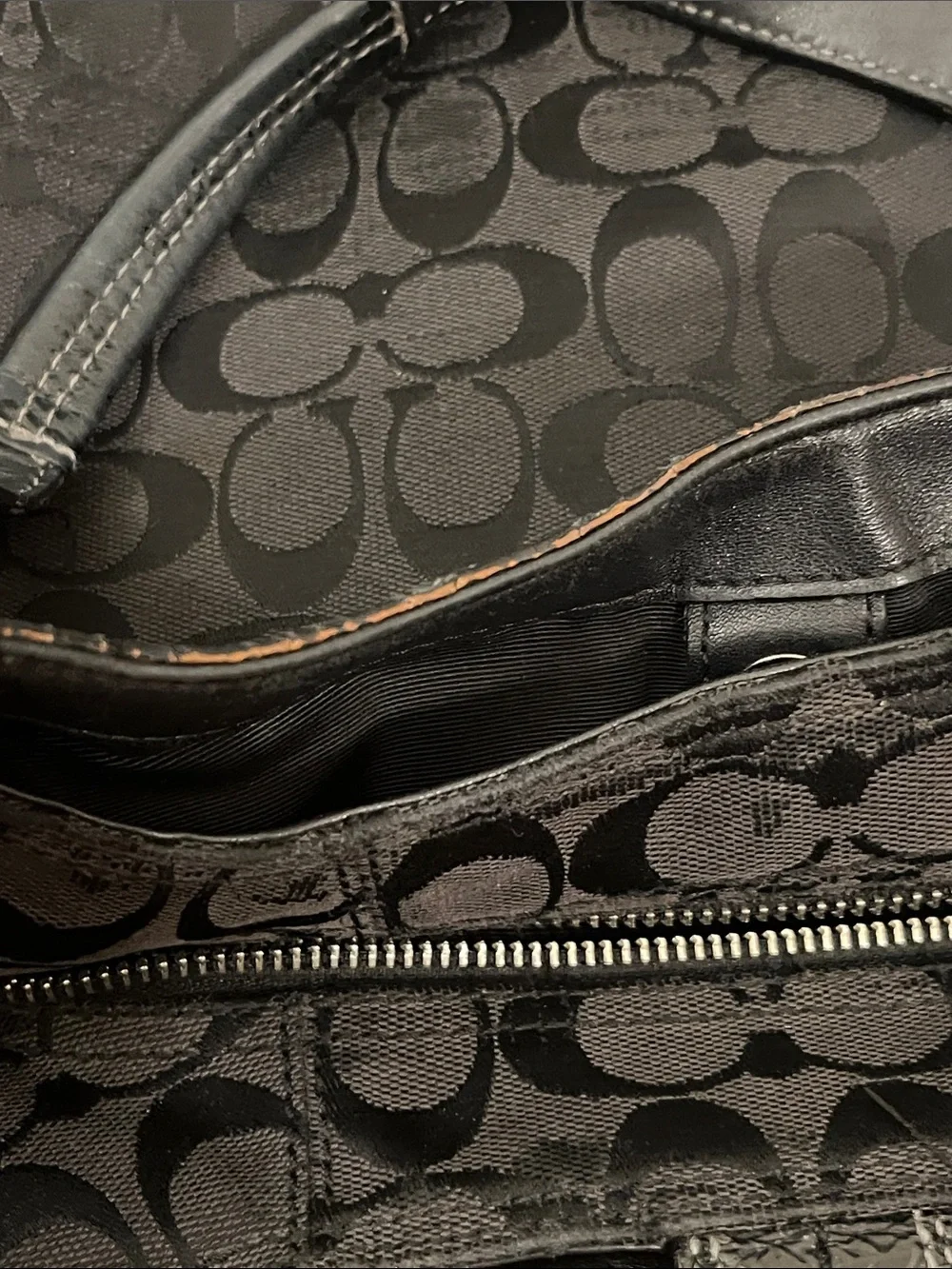 Coach Large Vintage F17403 Lynn Soho Black Signature C Canvas Bag - well loved!